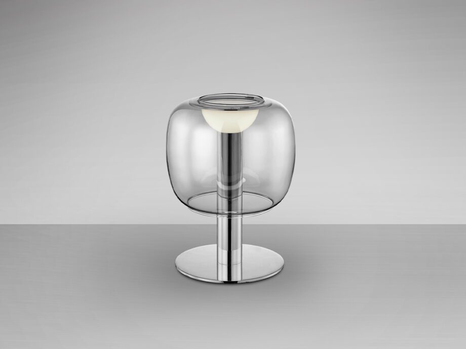 Lámpara sobremesa ICON cromo con cristal smoke Schuller