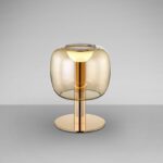 Lámpara sobremesa ICON oro con cristal ámbar Schuller