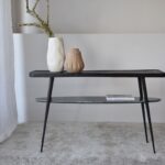 Consola LENA metal negro con mármol verde