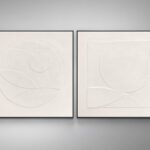 Set dos bajorrelieves ALBOS composición geométricas con marcos negros
