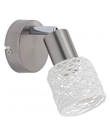 Foco níquel satinado orientable de tulipa fibra beige para bombilla Led E14