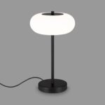 Lámpara sobremesa negra y cristal opal táctil luz neutra