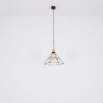Lámpara colgante HELENA negra geométrica con madera