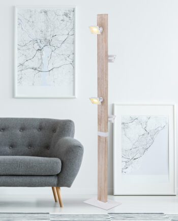 Lámpara de pie JOYA madera con proyectores blanco Led 20w
