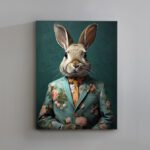 Lienzo MR RABBIT conejo con traje de flores