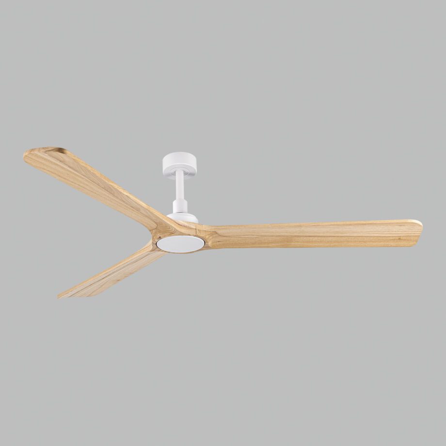 Ventilador de aspas de madera ROK Blanco sin luz 132cm