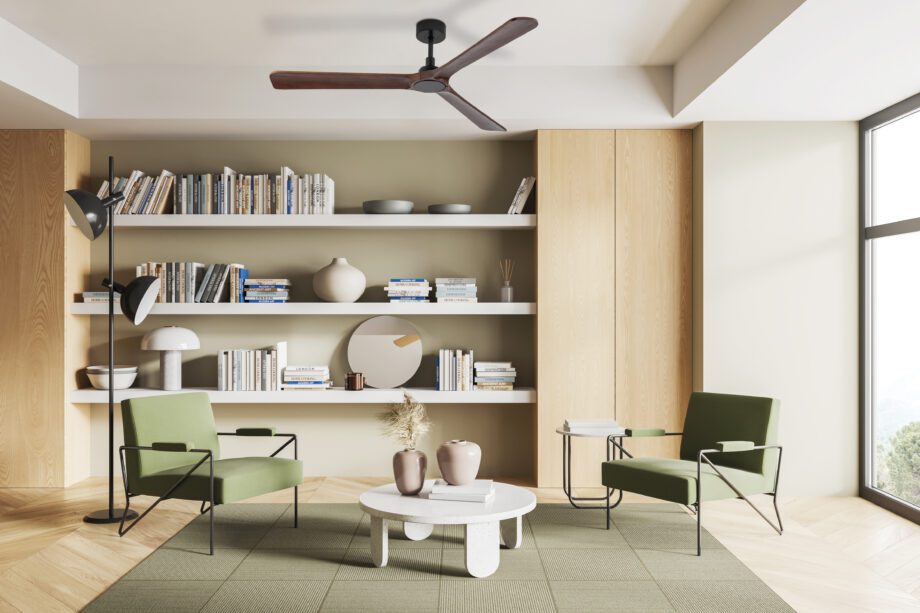 Ventilador de aspas de madera ROK Negro sin luz 132cm