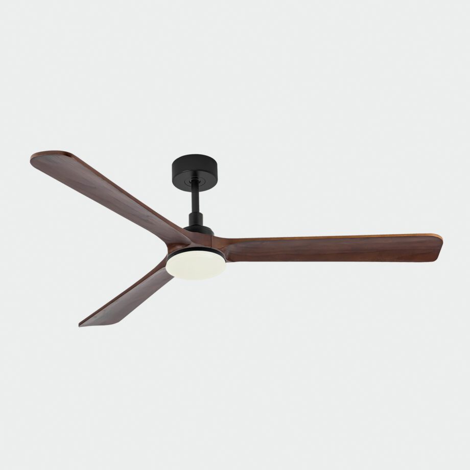 Ventilador de aspas de madera ROK Negro con 18W Led 132cm
