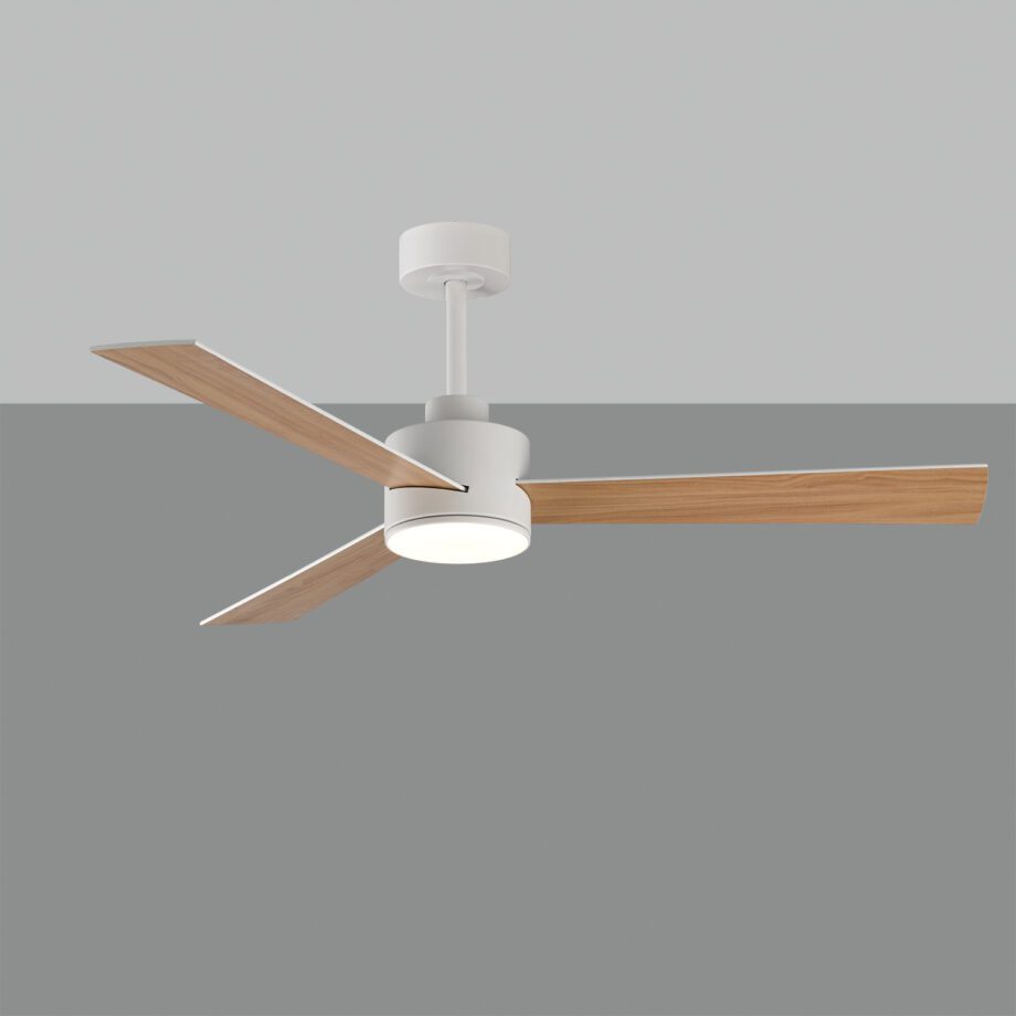 Ventilador de aspas reversibles blanco o madera SHAMAL Blanco con 22W Led 132cm