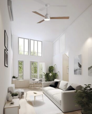 Ventilador de aspas reversibles blanco o madera SHAMAL Blanco con 22W Led 132cm