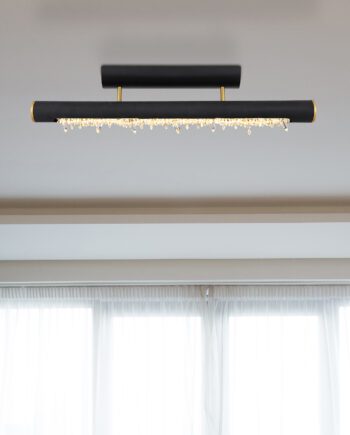 Lámpara semiplafón FELICITAS negra con cristales 15W Led
