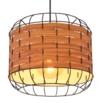 Colgante ELMAR negro geométrico con detalle madera