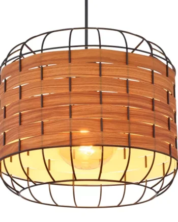 Colgante ELMAR negro geométrico con detalle madera