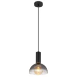 Colgante CLASSIS negro con tulipa cristal fumé y detalle dorado para bombilla E27