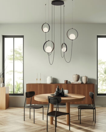 Lámpara de techo HALO negra de 4 colgantes con 20w Led ACB Iluminación