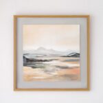 Cuadro ABSTRACTO HORIZONTE N2 ocre gris con marco natural y cristal