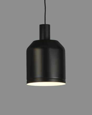 TURKANA - Colgante metal negro con cable negro para bombilla E27 de 16,5cm