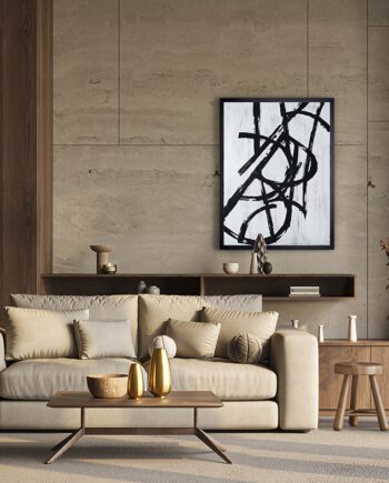 Cuadro GRAPHOS BLANCO composición en cristal impreso con marco negro Schuller