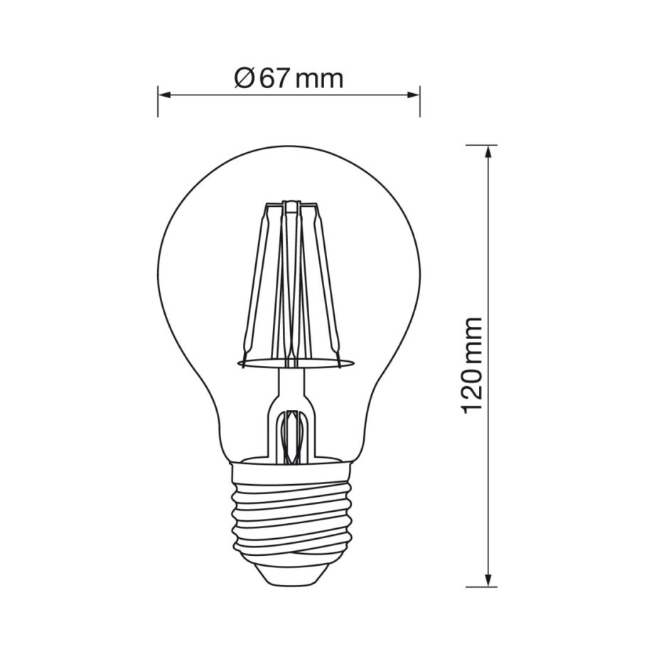 Bombilla Led standard filamento E27 con 12W led 3000k transparente