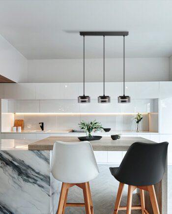 Lámpara en línea OLAIA negra con cristal smoky de bombillas Led I3 Iluminación