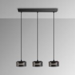 Lámpara en línea OLAIA negra con cristal smoky de bombillas Led I3 Iluminación