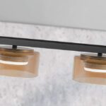 Lámpara en línea OLAIA negra con 4 tulipas de cristal ámbar con bombillas Led I3 Iluminación