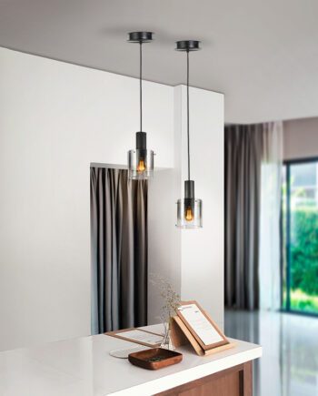 Colgante VENIZE negro con cristal fumé I3 Iluminación