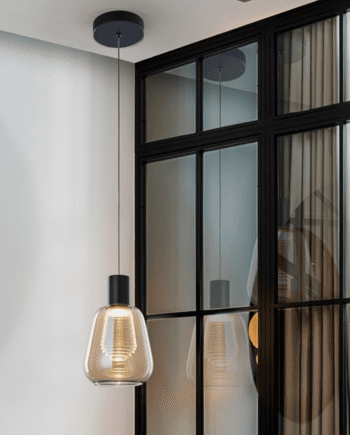 Colgante CARISA negro con cristal ámbar de 5W Led I3 Iluminación