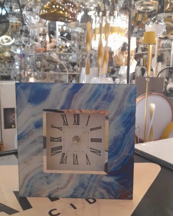Reloj mesa cuadrado con espejo y tonos azules ROMIMEX