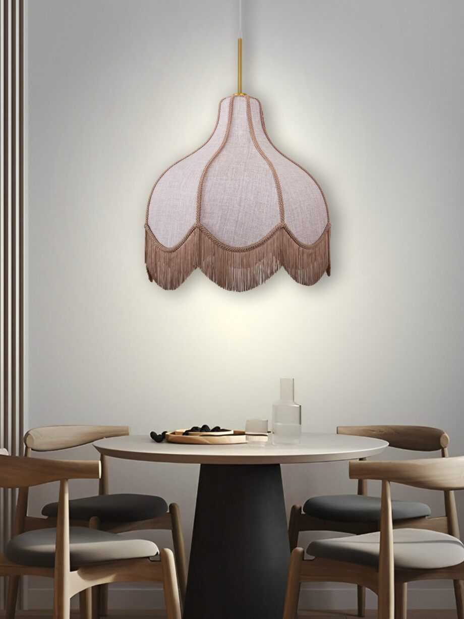 Lámpara de pantalla pagoda PREMIUM 50cm con flecos Silvioss