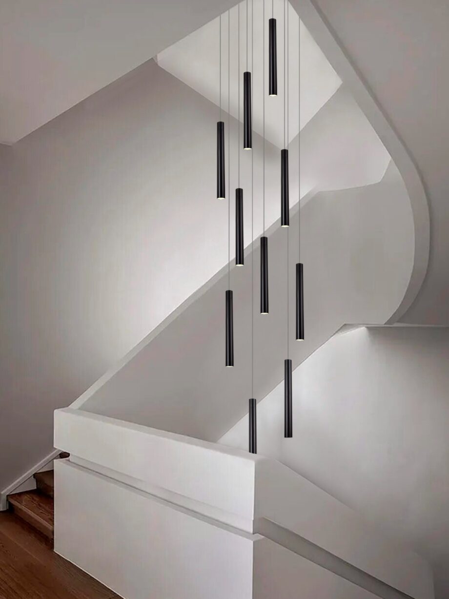 Lámpara de 10 cilindros negros estrechos Led Silvioss