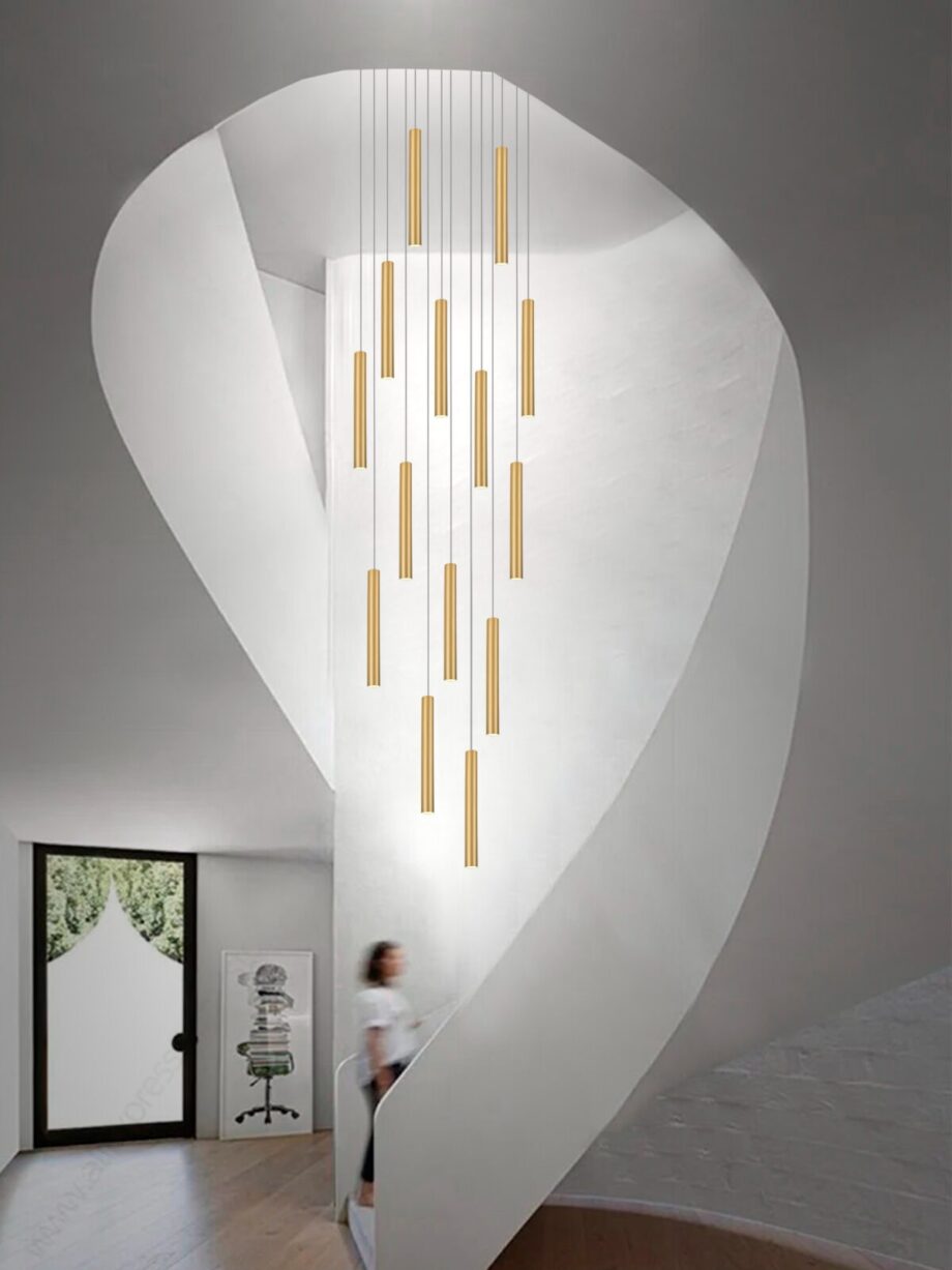 Lámpara de 14 cilindros dorados estrechos Led Silvioss