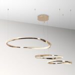 ORBITAS - Lámpara LED 3aros oro brillo con difusor transparente y mando Schuller