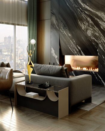 Figura decorativa EL ARBOL pequeña con figura oro y luz Led Schuller