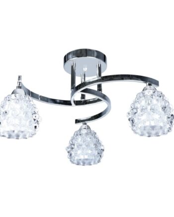 Lámpara semiplafón cromo de 3 tulipas de cristal Salamandra Luz