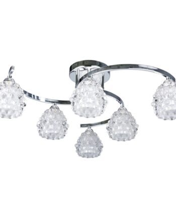 Lámpara semiplafón cromo de 6 tulipas de cristal Salamandra Luz