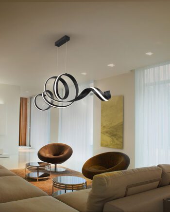 Lámpara AMARA horizontal negra con mando a distancia 65W Led Schuller