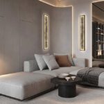 Aplique de pared STONE rectangular grande negro 80W Led con CCT Schuller