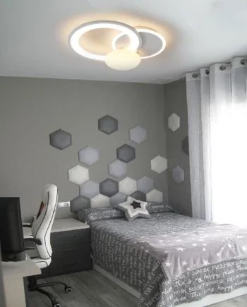 Plafón CIRCLE circulos blancos con mando distancia 55W Led Lumsevi