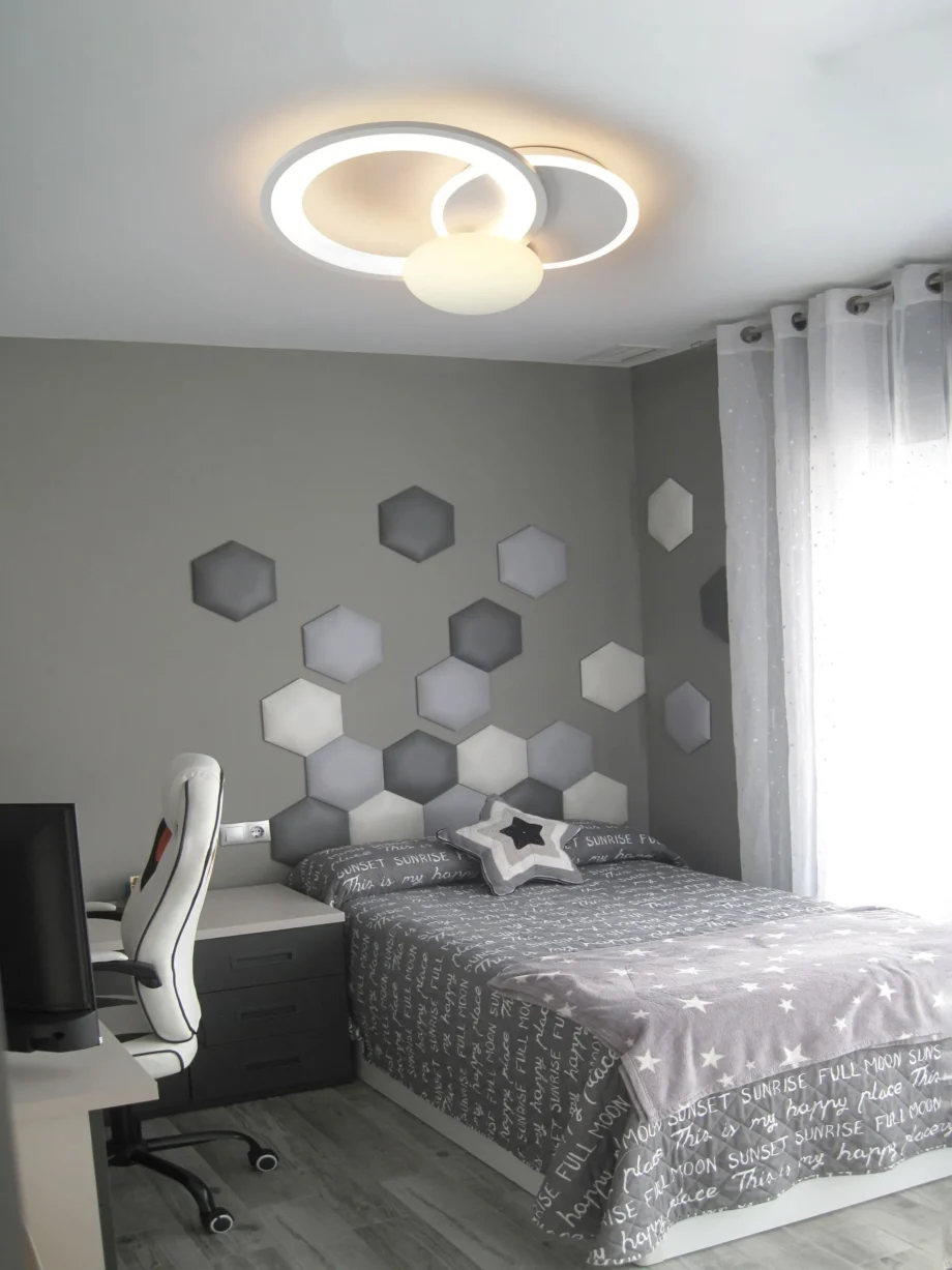 Plafón CIRCLE circulos blancos con mando distancia 55W Led Lumsevi