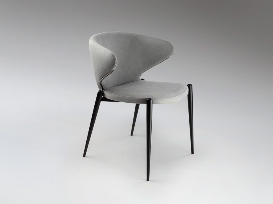 Silla ALIZE tapizada tejido Gris claro y patas metal negro mate Schuller