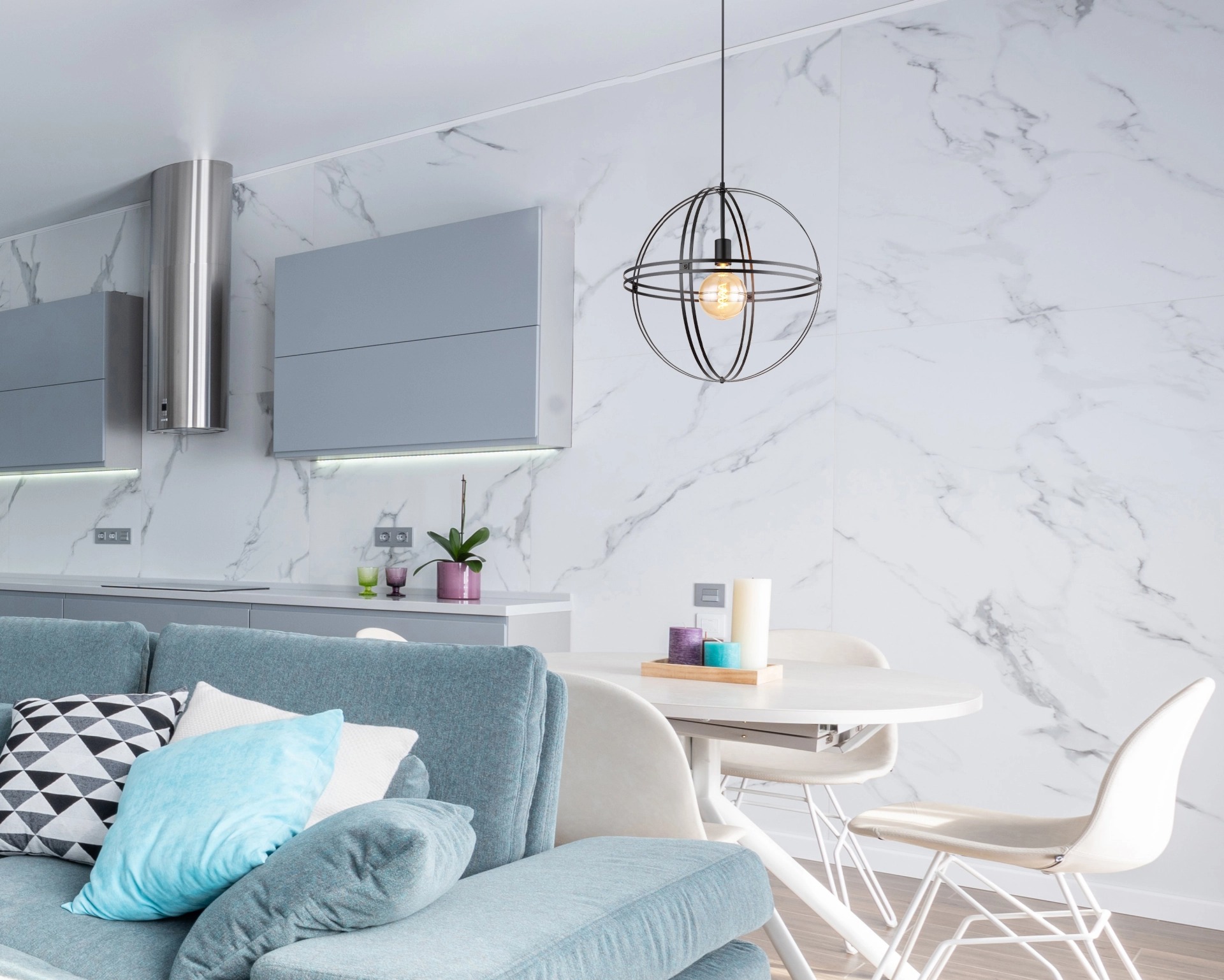 Colgante TAMARA forja negra para bombilla E27 Globo Lighting.