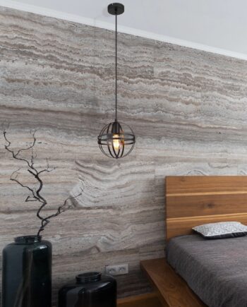 Colgante TAMARA forja negra para bombilla E27 Globo Lighting.