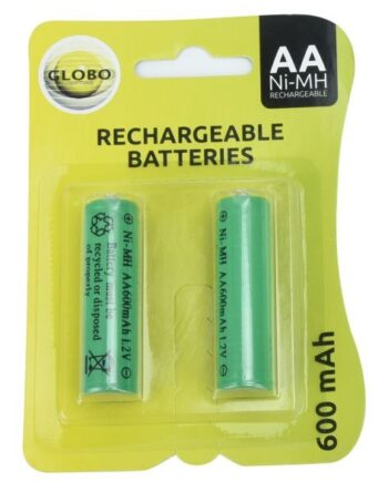 Blister de 2 Baterías - Pilas recargables Níquel AA 1,2V 600 mAh Globo Lighting