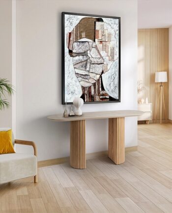 Consola IRATI madera con tapa acabado piedra mate Schuller