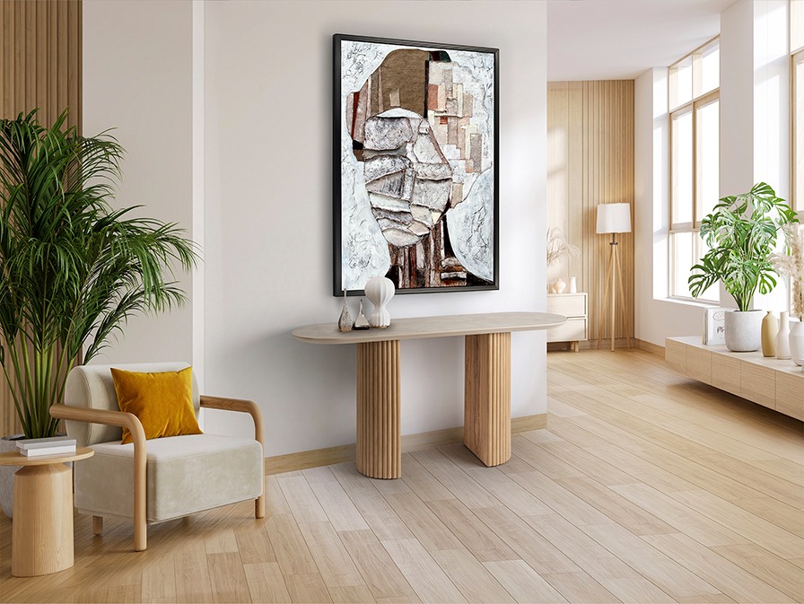 Consola IRATI madera con tapa acabado piedra mate Schuller