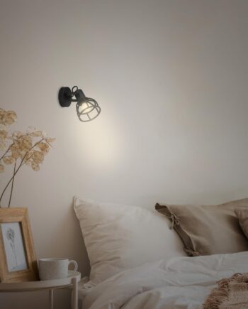 Foco negro orientable industrial para bombilla E14 Briloner