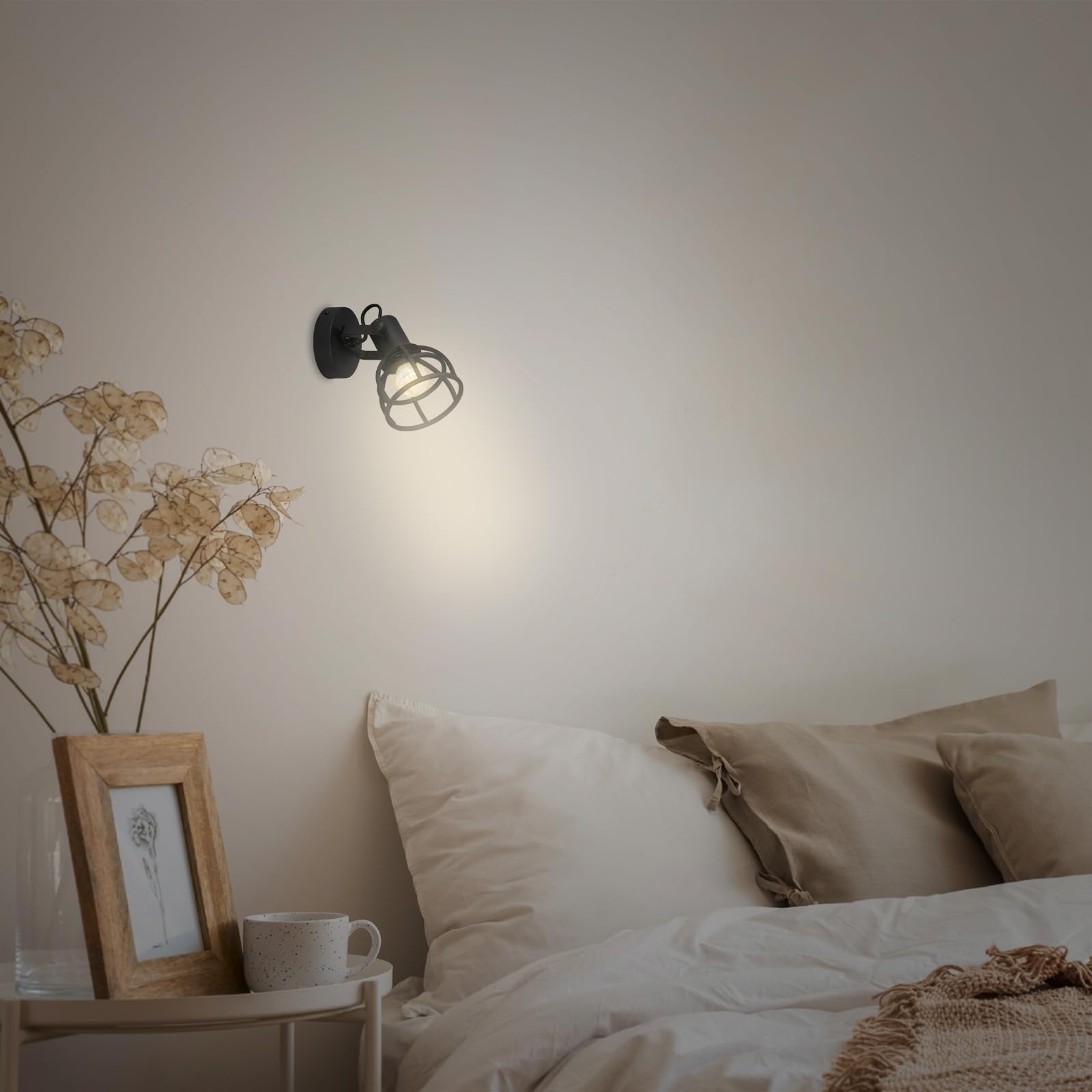 Foco negro orientable industrial para bombilla E14 Briloner