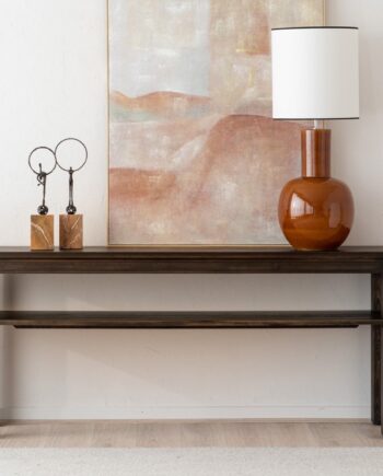 Consola IREA pino teñido en oscuro con repisa Vp Interiorismo