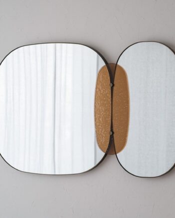 Espejo doble oval de pared con vidrio ámbar VP Interiorismo